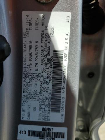 5TFJX4GN8FX040108 - 2015 TOYOTA TACOMA DOUBLE CAB PRERUNNER SILVER photo 12