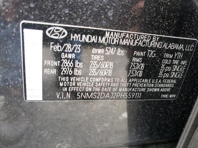 5NMS2DAJ2PH559111 - 2023 HYUNDAI SANTA FE SEL BLACK photo 14