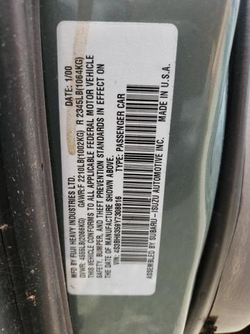 4S3BH6359Y7308816 - 2000 SUBARU LEGACY L TURQUOISE photo 12