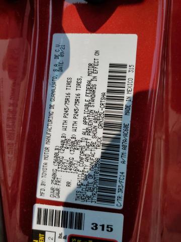 3TYRZ5CNXMT012598 - 2021 TOYOTA TACOMA ACCESS CAB წითელი ფოტო 12