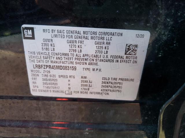 LRBFZPR45MD083159 - 2021 BUICK ENVISION ESSENCE BLACK photo 10