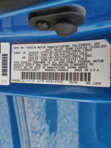 5TEJU62N95Z112677 - 2005 TOYOTA TACOMA DOUBLE CAB PRERUNNER BLUE photo 12