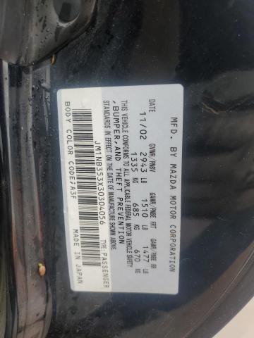 JM1NB353X30304056 - 2003 MAZDA MX-5 MIATA BASE BLACK photo 12