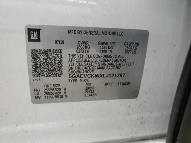 5GAEVCKWXLJ121287 - 2020 BUICK ENCLAVE AVENIR WHITE photo 14
