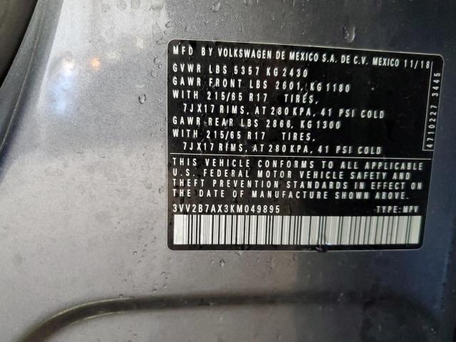 3VV2B7AX3KM049895 - 2019 VOLKSWAGEN TIGUAN SE 灰色 照片 13