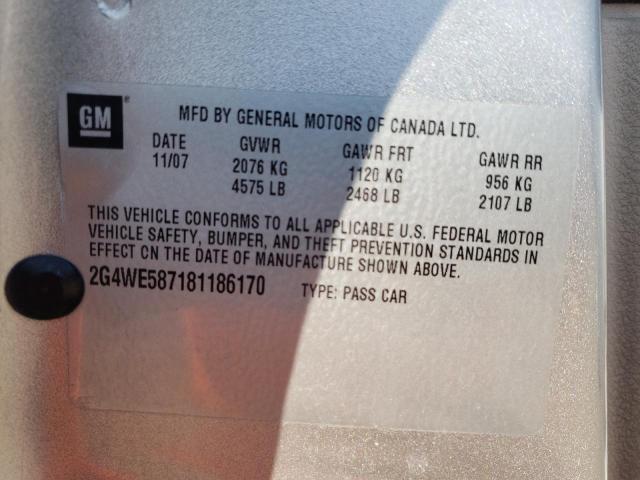 2G4WE587181186170 - 2008 BUICK LACROSSE CXS SILVER photo 12