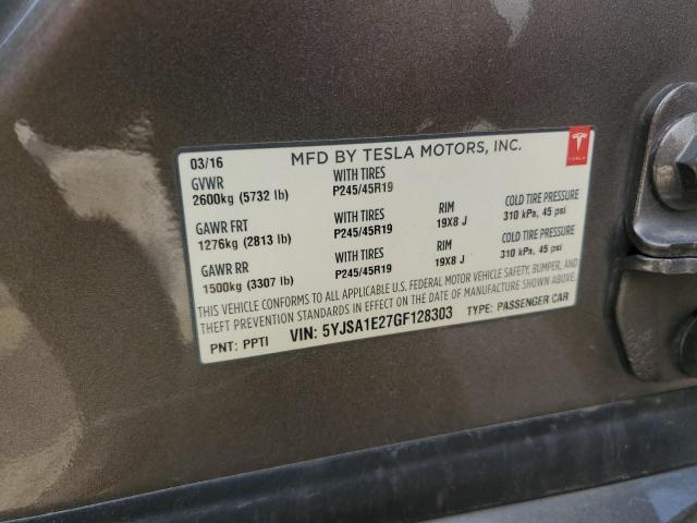 5YJSA1E27GF128303 - 2016 TESLA MODEL S BROWN photo 13