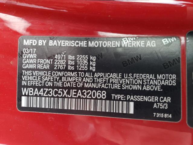 WBA4Z3C5XJEA32068 - 2018 BMW 430XI RED photo 12