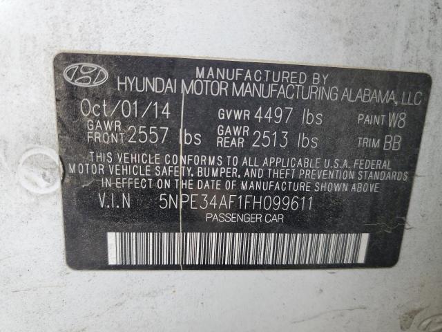 5NPE34AF1FH099611 - 2015 HYUNDAI SONATA SPORT WHITE photo 12