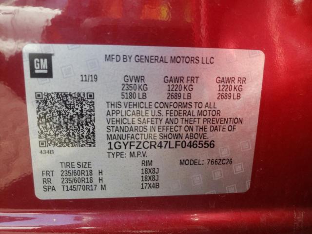 1GYFZCR47LF046556 - 2020 CADILLAC XT4 PREMIUM LUXURY RED photo 10