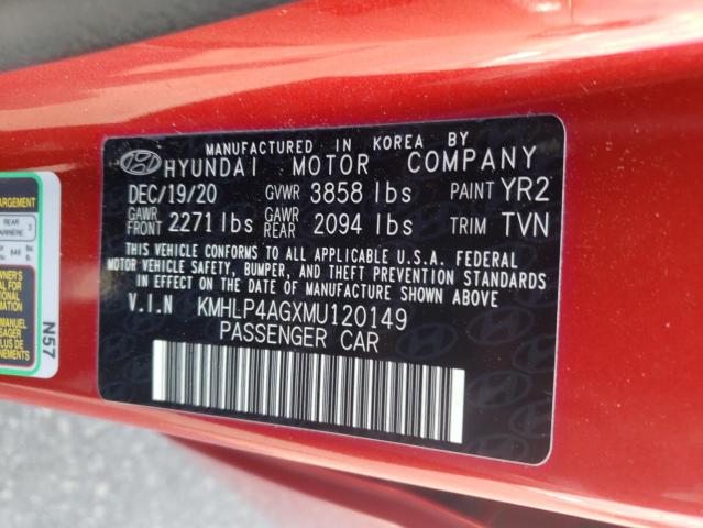 KMHLP4AGXMU120149 - 2021 HYUNDAI ELANTRA LIMITED RED photo 13