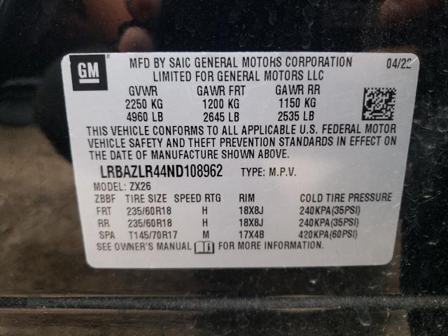 LRBAZLR44ND108962 - 2022 BUICK ENVISION PREFERRED BLACK photo 13