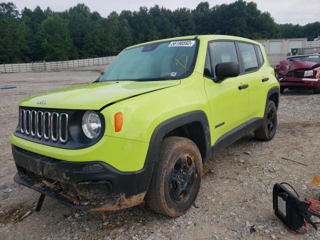 ZACCJBAB8JPJ37590 - 2018 JEEP RENEGADE SPORT GREEN photo 2