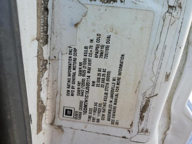 1GDM7H1C1XJ505114 - 1999 GMC C-SERIES C7H042 WHITE photo 10