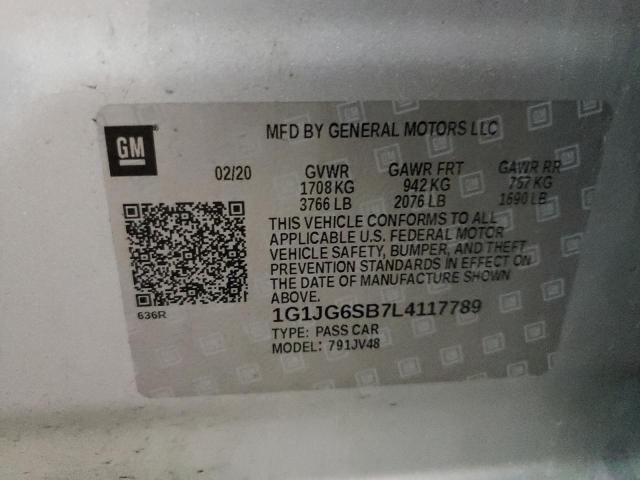 1G1JG6SB7L4117789 - 2020 CHEVROLET SONIC SILVER photo 12