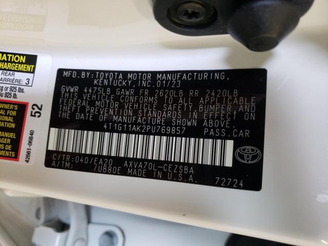 4T1G11AK2PU769857 - 2023 TOYOTA CAMRY SE NIGHT SHADE WHITE photo 12