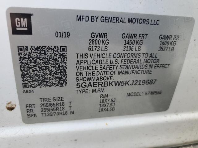 5GAERBKW5KJ219687 - 2019 BUICK ENCLAVE ESSENCE Ağ foto 12