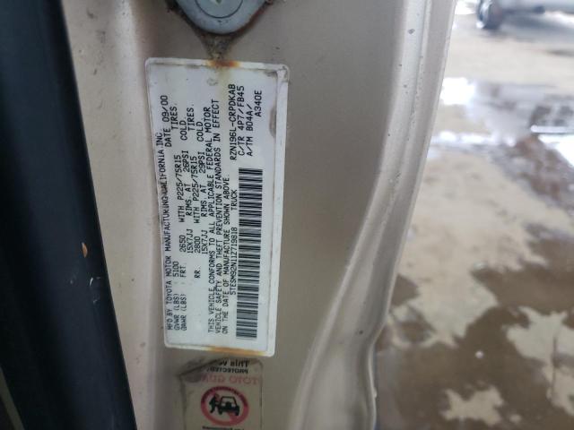 5TESM92N11Z719818 - 2001 TOYOTA TACOMA XTRACAB PRERUNNER ოქროსფერი ფოტო 12