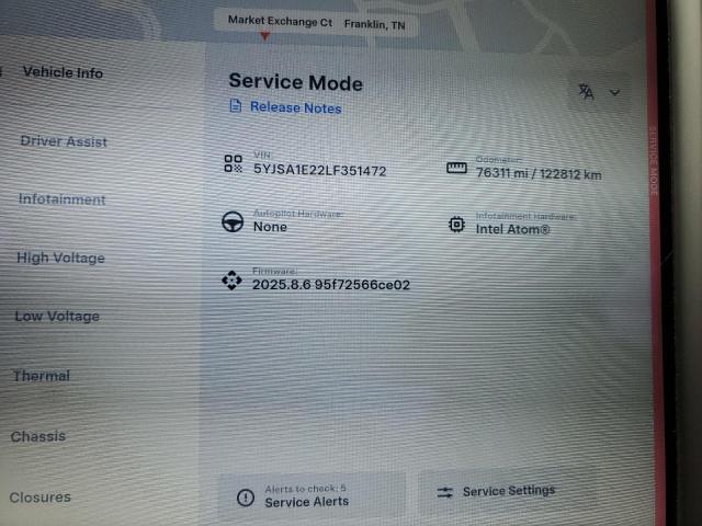 5YJSA1E22LF351472 - 2020 TESLA MODEL S GRAY photo 9