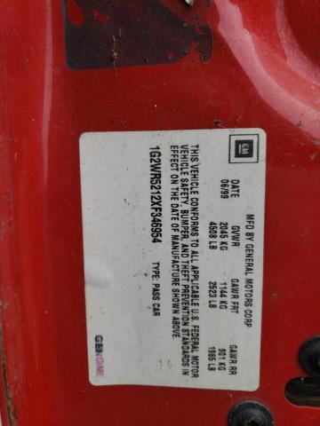 1G2WR5212XF346954 - 1999 PONTIAC GRAND PRIX GTP RED photo 12