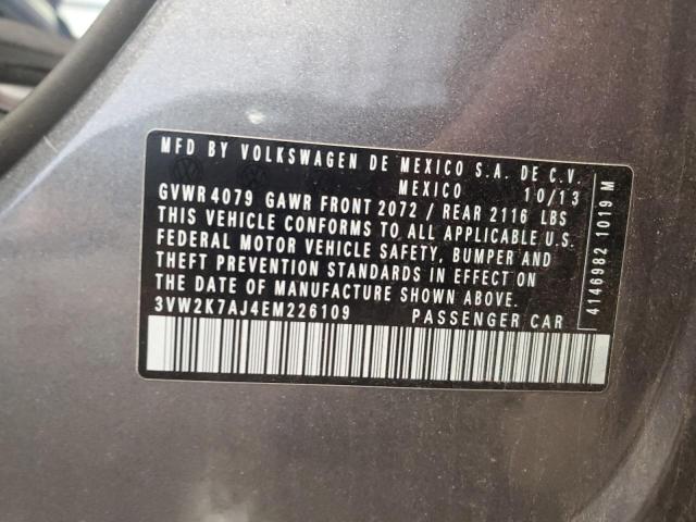 3VW2K7AJ4EM226109 - 2014 VOLKSWAGEN JETTA BASE 灰色 照片 12