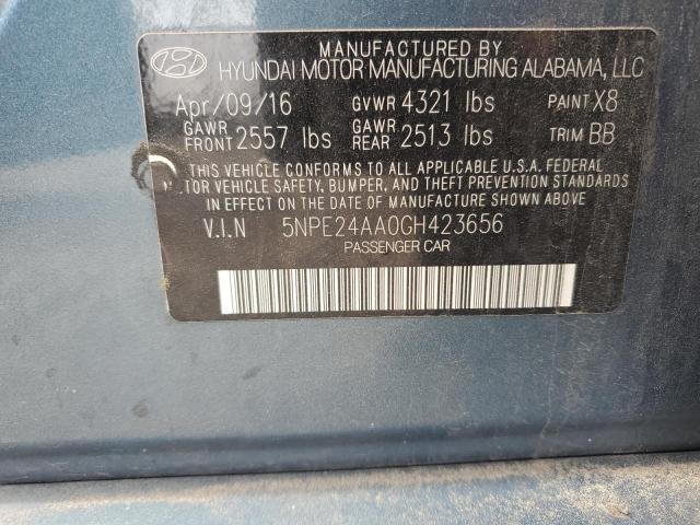 5NPE24AA0GH423656 - 2016 HYUNDAI SONATA ECO BLUE photo 13