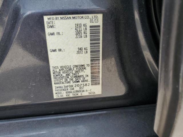 1N4AL3AP3DC207582 - 2013 NISSAN ALTIMA 2.5 GRAY photo 12