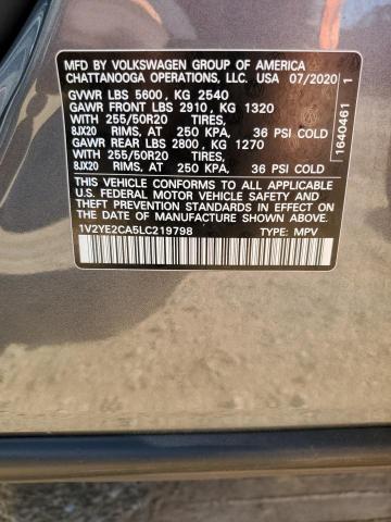 1V2YE2CA5LC219798 - 2020 VOLKSWAGEN ATLAS CROS SE GRAY photo 13