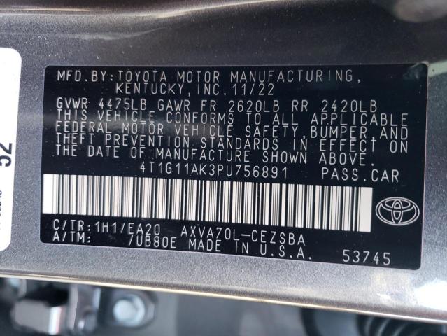 4T1G11AK3PU756891 - 2023 TOYOTA CAMRY SE NIGHT SHADE GRAY photo 13