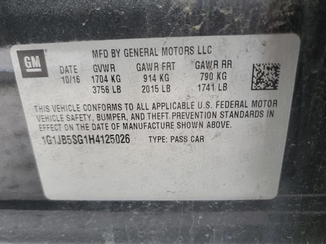 1G1JB5SG1H4125026 - 2017 CHEVROLET SONIC LS 灰色 照片 12