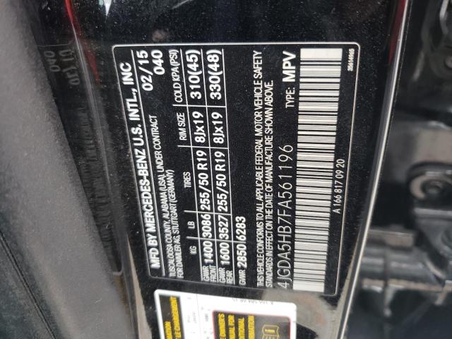 4JGDA5HB7FA561196 - 2015 MERCEDES-BENZ ML 350 4MATIC BLACK photo 13