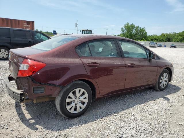 19XFB2F5XCE078249 - 2012 HONDA CIVIC LX BURGUNDY photo 3