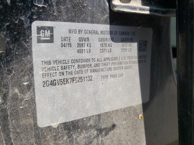 2G4GV5EK7F9251132 - 2015 BUICK REGAL 黑色 照片 12