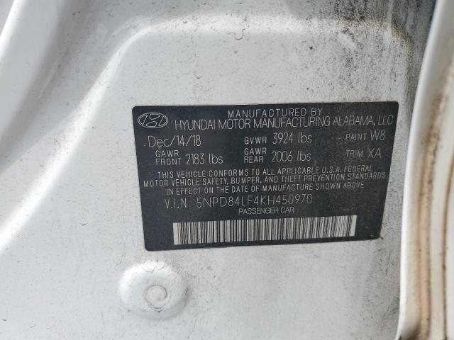 5NPD84LF4KH450970 - 2019 HYUNDAI ELANTRA SEL WHITE photo 12