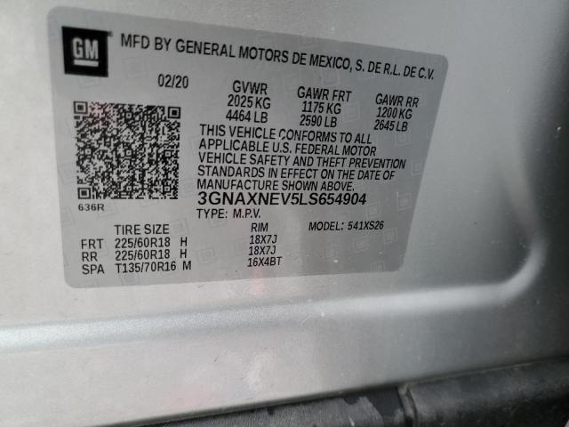 3GNAXNEV5LS654904 - 2020 CHEVROLET EQUINOX PREMIER SILVER photo 12