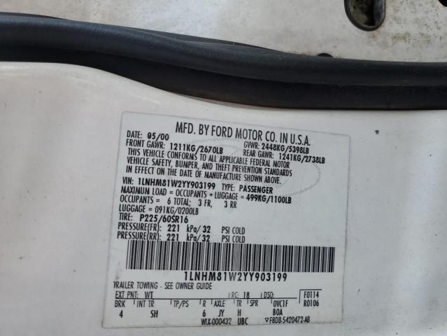 1LNHM81W2YY903199 - 2000 LINCOLN TOWN CAR EXECUTIVE Biały zdjęcie 13