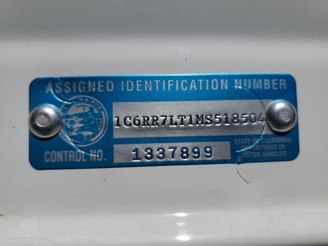 1C6RR7LT1MS518504 - 2021 RAM 1500 CLASS SLT WHITE photo 12