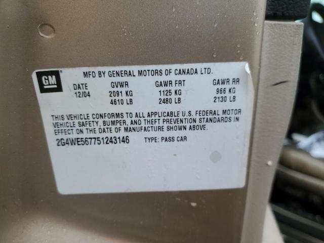 2G4WE567751243146 - 2005 BUICK LACROSSE CXS 金色 照片 12