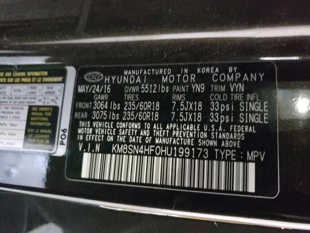 KM8SN4HF0HU199173 - 2017 HYUNDAI SANTA FE SE BROWN photo 13