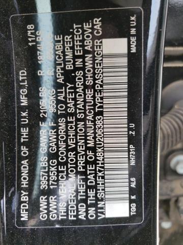 SHHFK7H48KU206383 - 2019 HONDA CIVIC SPORT 黑色 照片 12