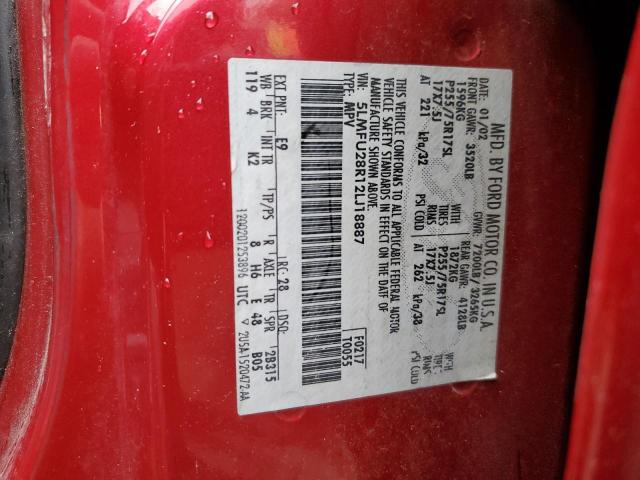 5LMFU28R12LJ18887 - 2002 LINCOLN NAVIGATOR 红色 照片 13