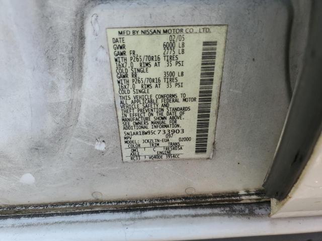 5N1AR18W95C733903 - 2005 NISSAN PATHFINDER LE 白色 照片 12