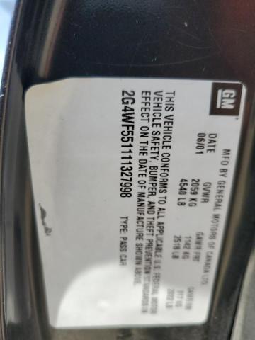 2G4WF551111327998 - 2001 BUICK REGAL GS GRAY photo 12