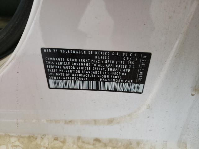 3VW2K7AJ7EM375601 - 2014 VOLKSWAGEN JETTA BASE 白色 照片 12