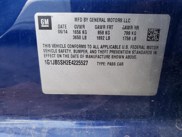 1G1JB5SH2E4225527 - 2014 CHEVROLET SONIC LS 蓝色 照片 12