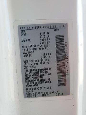 3N6CM0KN2KK711704 - 2019 NISSAN NV200 2.5S WHITE photo 14