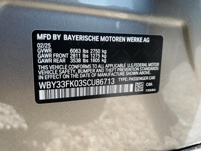 WBY33FK03SCU86713 - 2025 BMW I5 EDRIVE 40 GRAY photo 12
