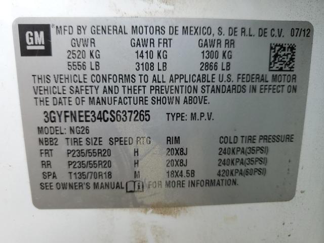 3GYFNEE34CS637265 - 2012 CADILLAC SRX PERFORMANCE COLLECTION Biały zdjęcie 13