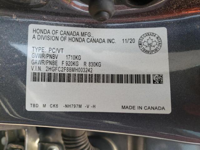 2HGFC2F88MH003242 - 2021 HONDA CIVIC SPORT 灰色 照片 12