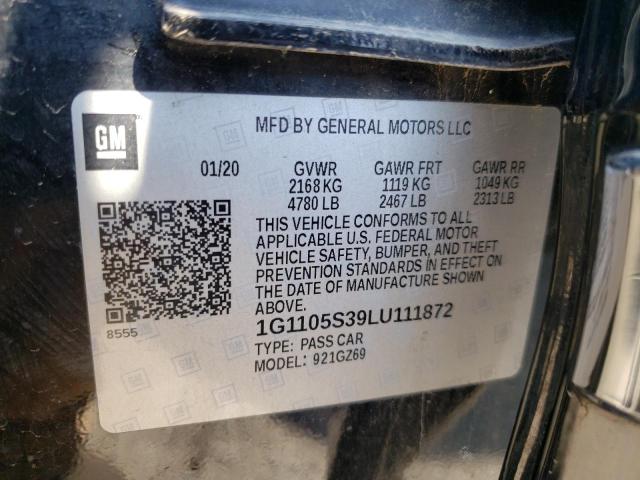 1G1105S39LU111872 - 2020 CHEVROLET IMPALA PREMIER BLACK photo 12